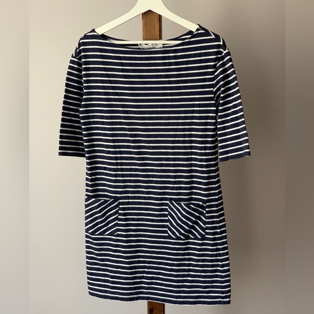 PINK MARTINI | Striped Blue and White T-Shirt Dress | Sz S